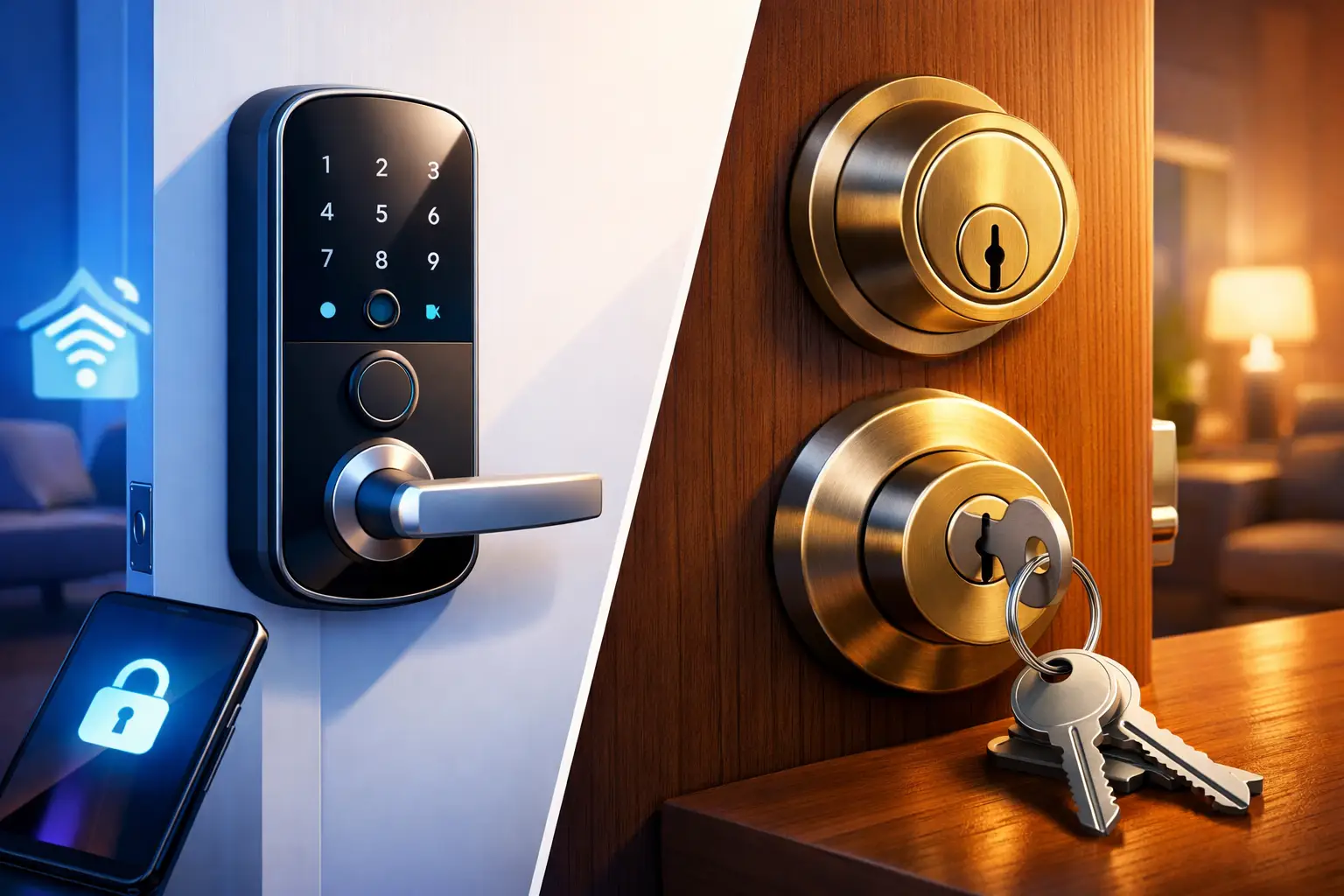 Smart Locks Versus Deadbolts: Which Suits You? svg+xml,%3Csvg%20xmlns%3D%27http%3A%2F%2Fwww.w3 - Smart Locks Versus Deadbolts: Which Suits You?